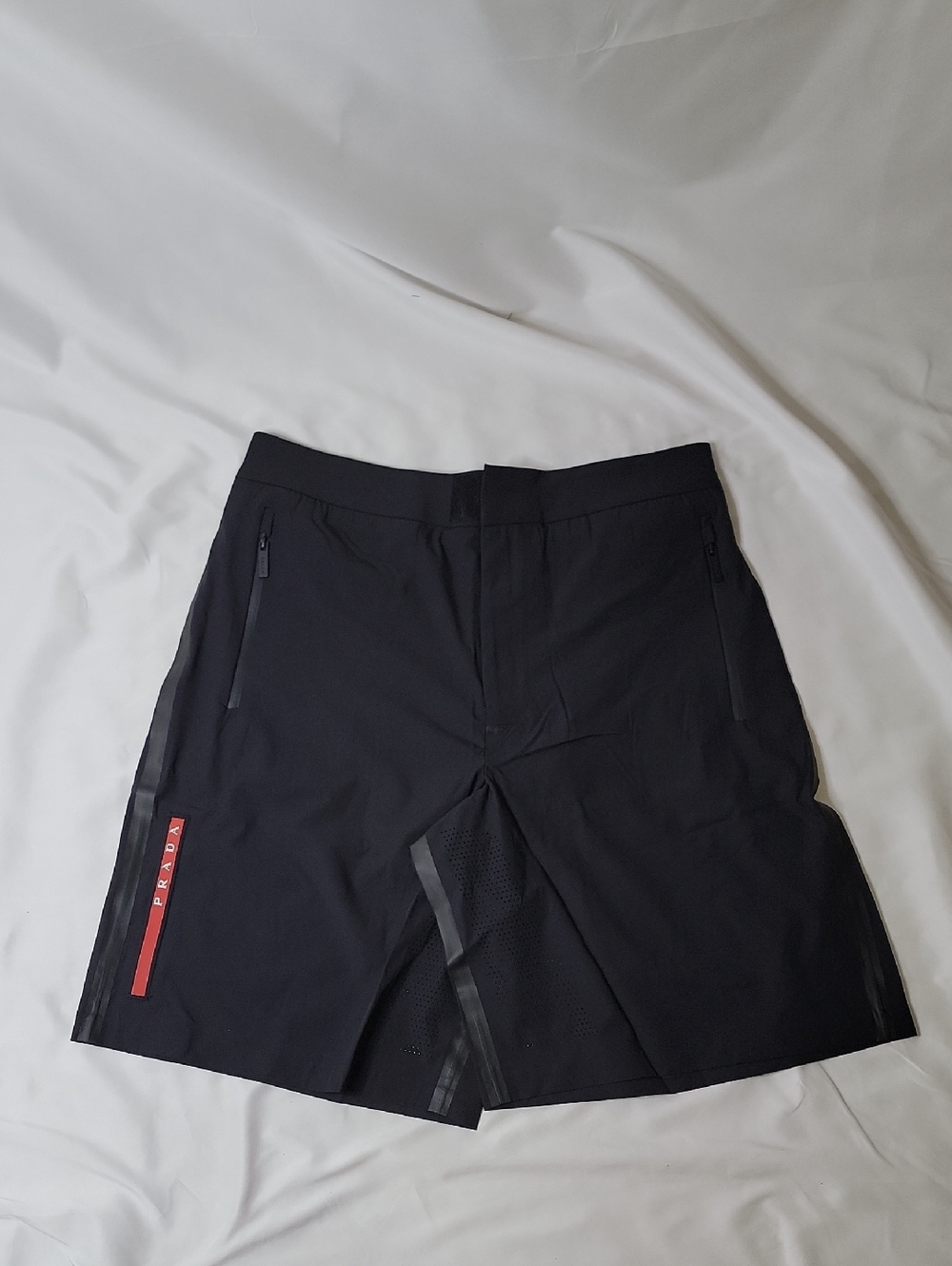 Prada Black Athletic Shorts with Red Accent